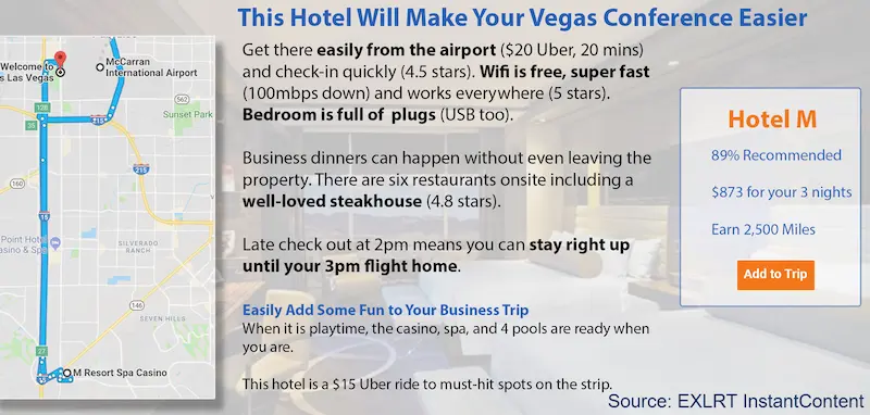An example of a real-time generated hotel description