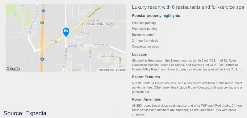 An example of a regular, manually-created hotel description that a traveler would see today: